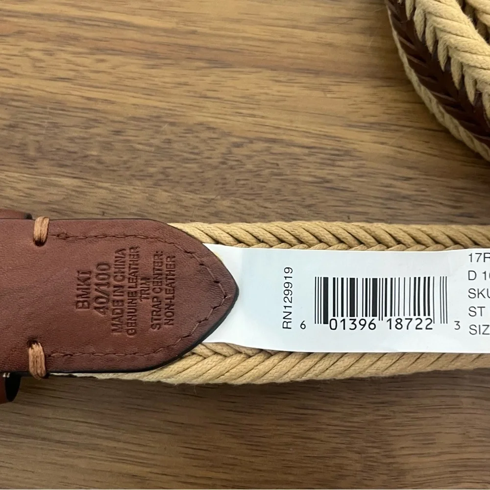 Men’s NWT Rochester Weaved Belt Size 40/100 Leather Trimmed